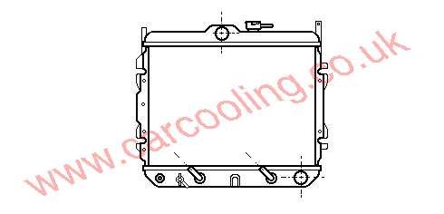 Radiator, Hyundai Pony I, 1468 cc, 1985-86 (01/85-09/86), 1.5 - 8V. Automatic, 325 - 418 - 32mm , [ 12HY342 ]