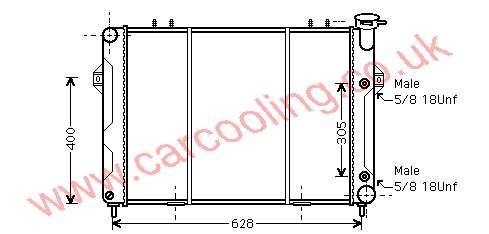 Radiator, Jeep Grand Estateeer, 5200 cc, 1992-   (01/92-), Grand Wagoneer, 5.2 Manual, vehicles with or without A/C, 565 - 498 - 42mm , [ 12JE309 ]