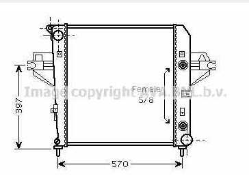 Radiator, Jeep Cherokee, 2001-   (03/01-), 3.7 Automatic, 505 - 508 - 32mm (52080118AA / 52080120AA ) , [ 12JE326 ]