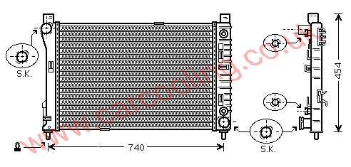 Radiator, Merc. W203 C-Class, 1796 cc, 2002-04 (05/02-07/04), C 200, 1.8 i - 16V. CGi Man / Auto, vehicles with or without A/C, 650 - 407 - 24mm (3403 ) , [ 12MS339 ]