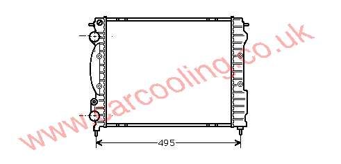 Radiator, Renault Rapid II, 1390 cc, 1991-   (09/91-), 1.4 Manual, vehicles with A/C, 430 - 398 - 24mm , [ 12RT386 ]