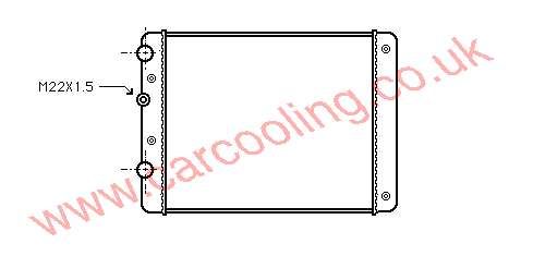 Radiator, VW Caddy II, 1390 cc, 2000-04 (09/00-01/04), 1.4 i - 8V. ( MPi ) Manual, vehicles without A/C, 430 - 377 - 23mm , [ 12VW316 ]